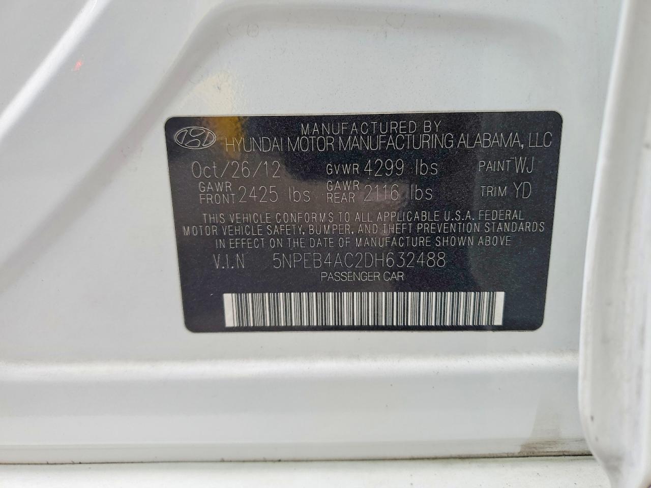 2013 HYUNDAI SONATA GLS photo 12