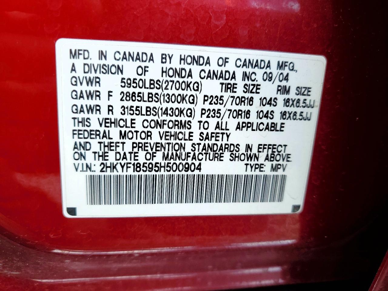 2005 HONDA PILOT EXL photo 37