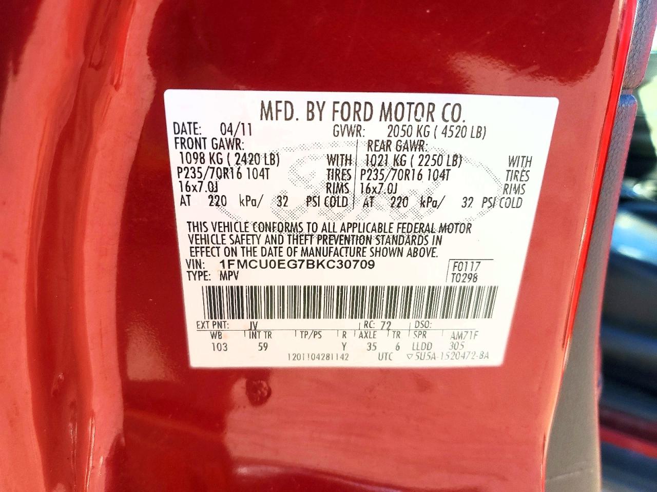 2011 FORD ESCAPE LIMITED photo 37