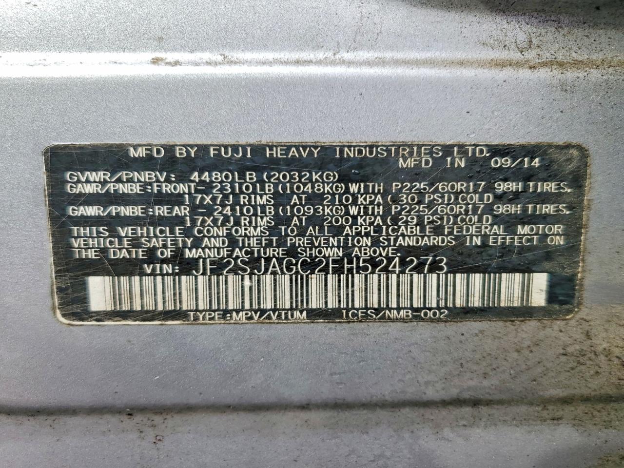 2015 SUBARU FORESTER 2.5I PREMIUM photo 49