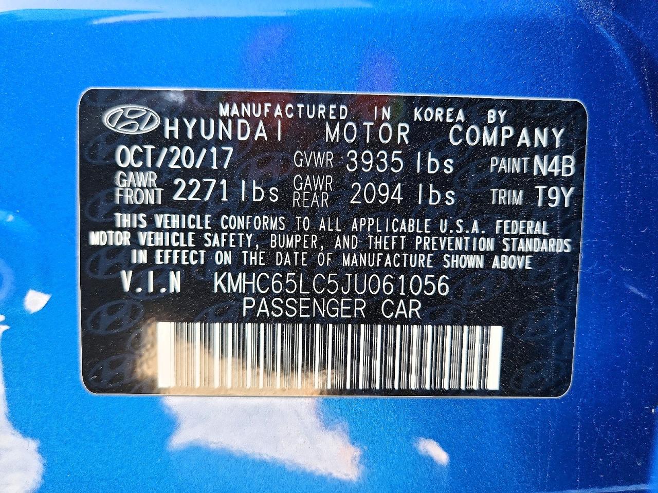 2018 HYUNDAI IONIQ BLUE photo 45