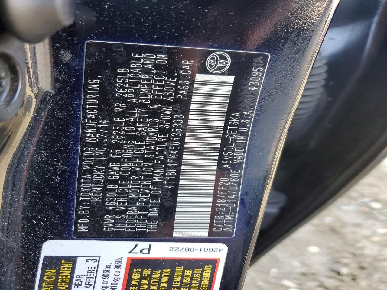 2014 TOYOTA CAMRY L photo 34