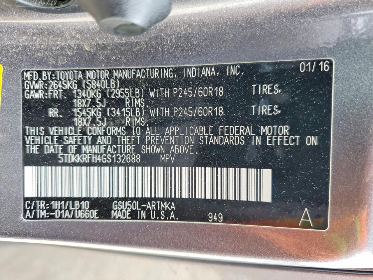2016 TOYOTA HIGHLANDER XLE photo 40