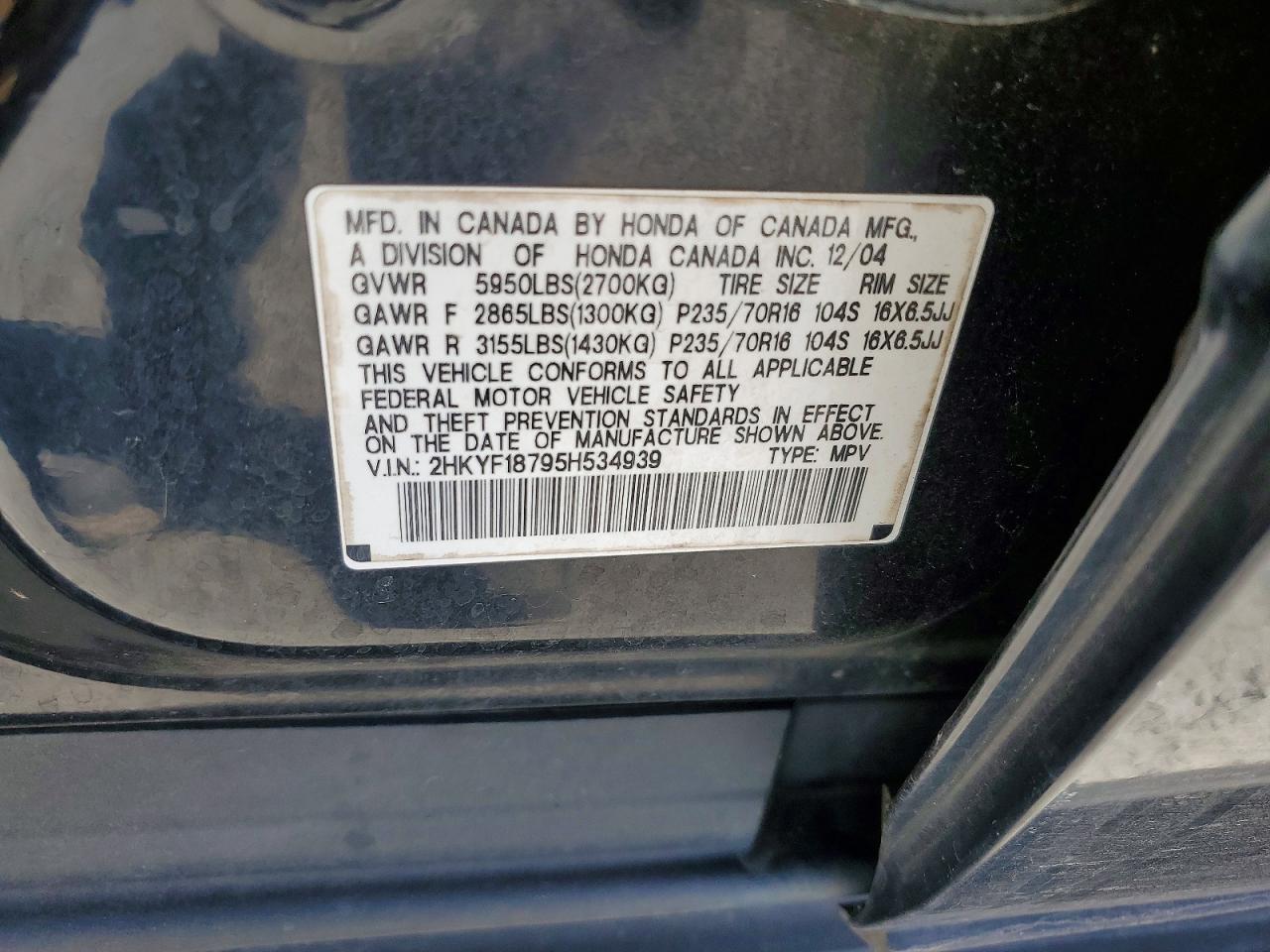 2005 HONDA PILOT EXL photo 25