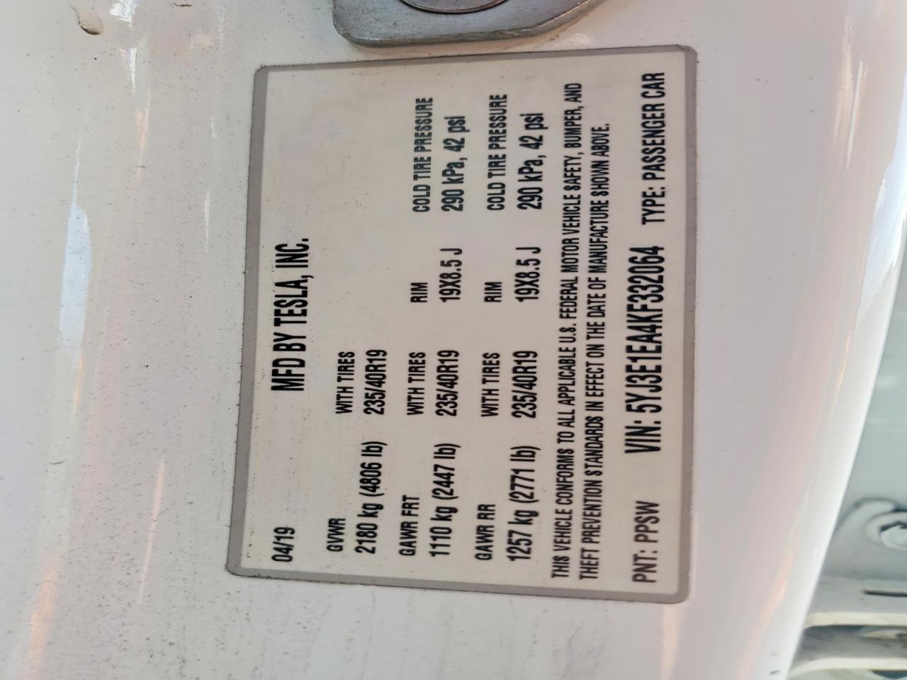 2019 TESLA MODEL 3 photo 12
