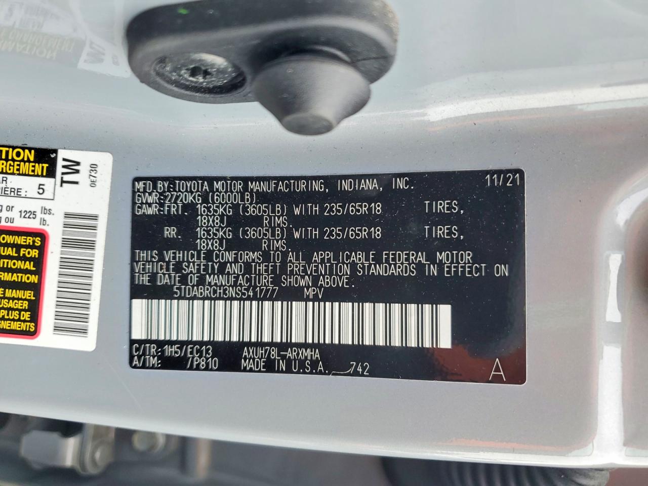 2022 TOYOTA HIGHLANDER HYBRID XLE photo 13