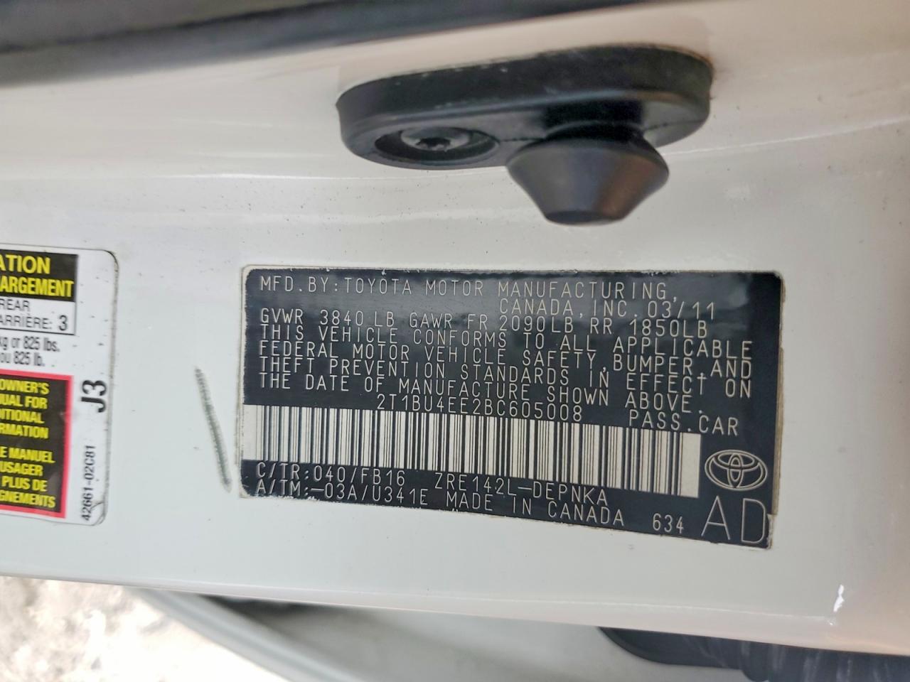 2011 TOYOTA COROLLA BASE photo 37