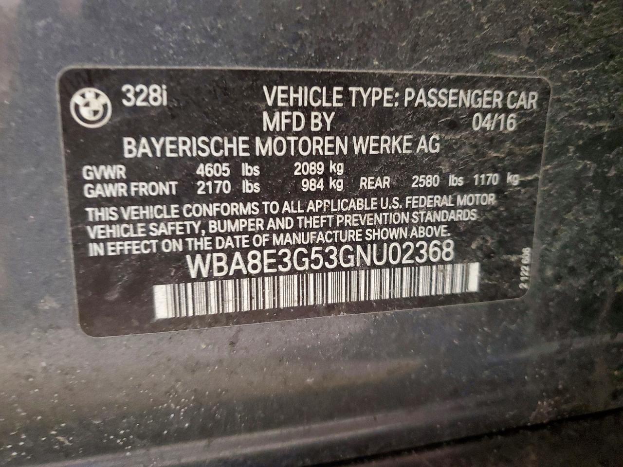 2016 BMW 328 XI SULEV photo 12