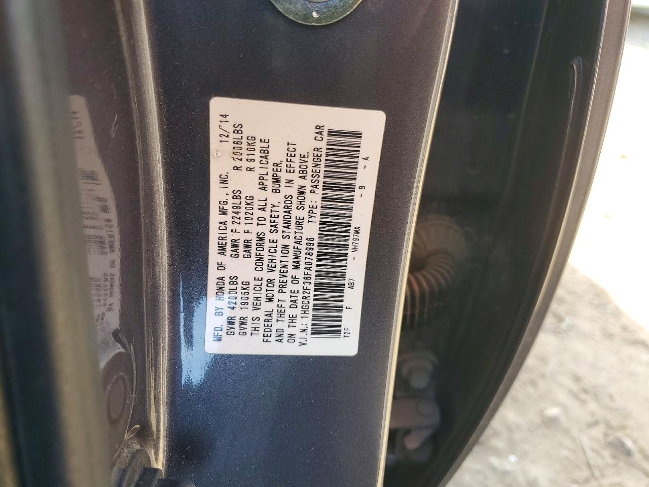 2015 HONDA ACCORD LX photo 12