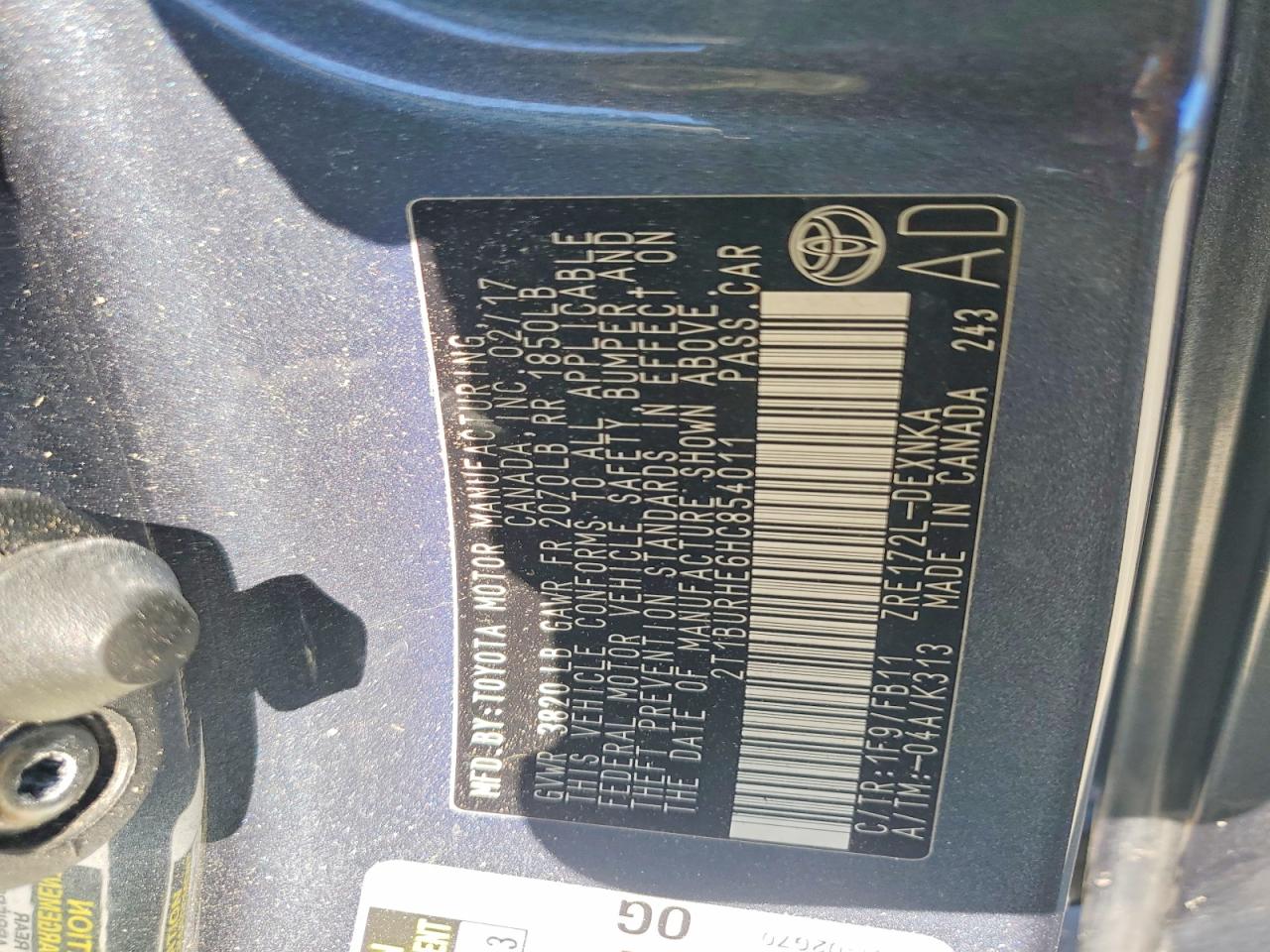 2017 TOYOTA COROLLA L photo 12