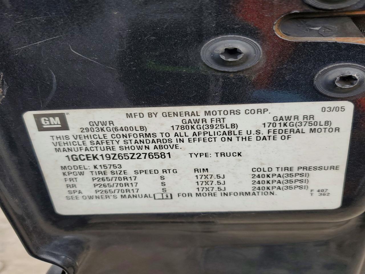 2005 CHEVROLET SILVERADO K1500 photo 23
