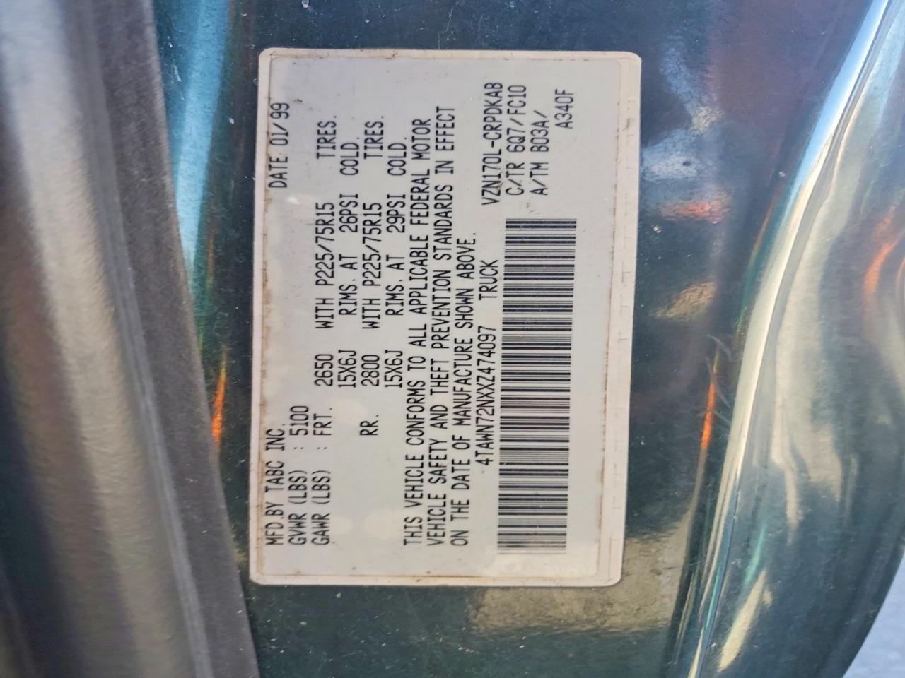 1999 TOYOTA TACOMA XTRACAB photo 23