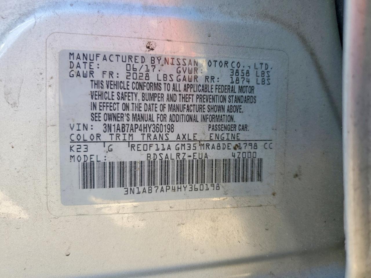 2017 NISSAN SENTRA S photo 12