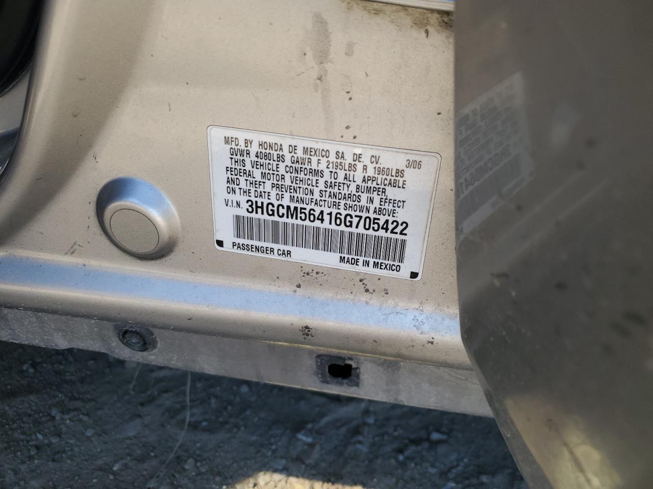 2006 HONDA ACCORD LX photo 25