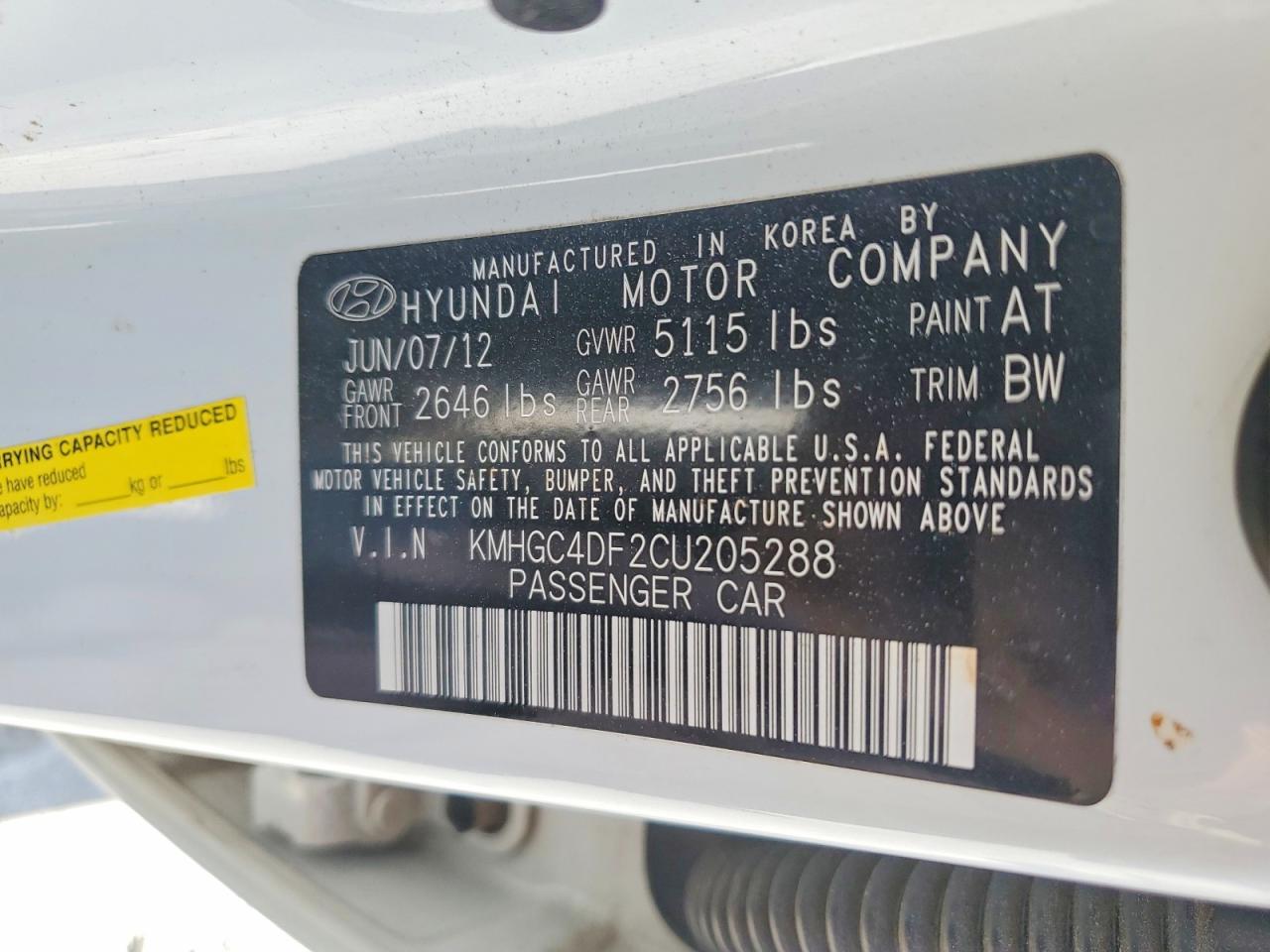 2012 HYUNDAI GENESIS 4.6L photo 12