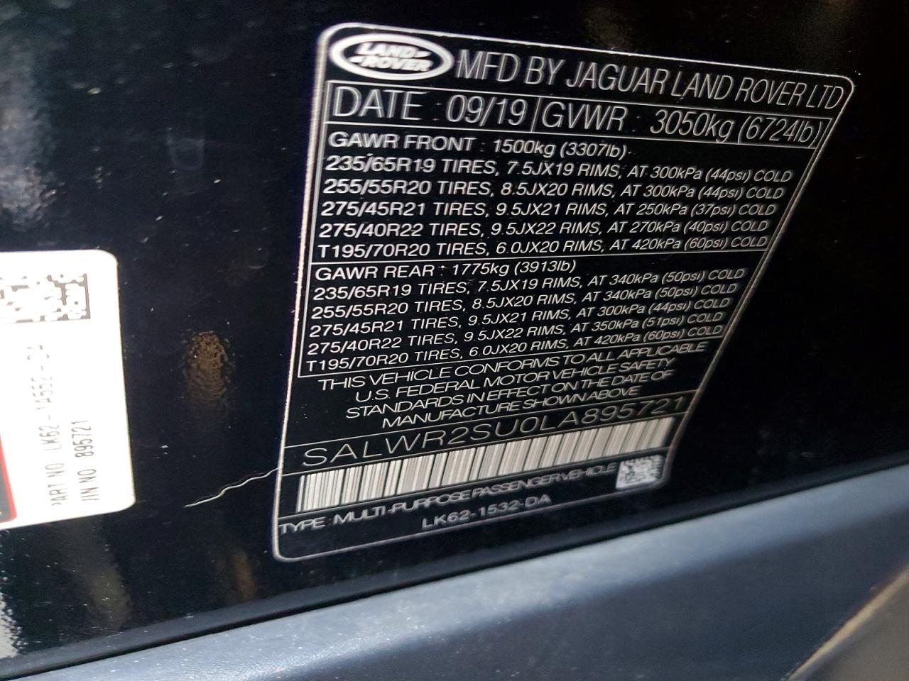 2020 LAND ROVER RANGE ROVER SPORT HSE photo 13