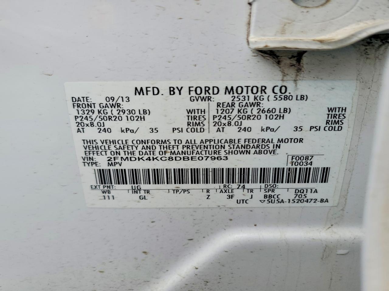 2013 FORD EDGE LIMITED photo 13