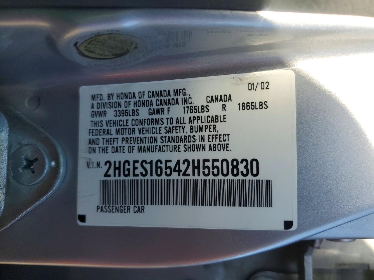 2002 HONDA CIVIC LX photo 23
