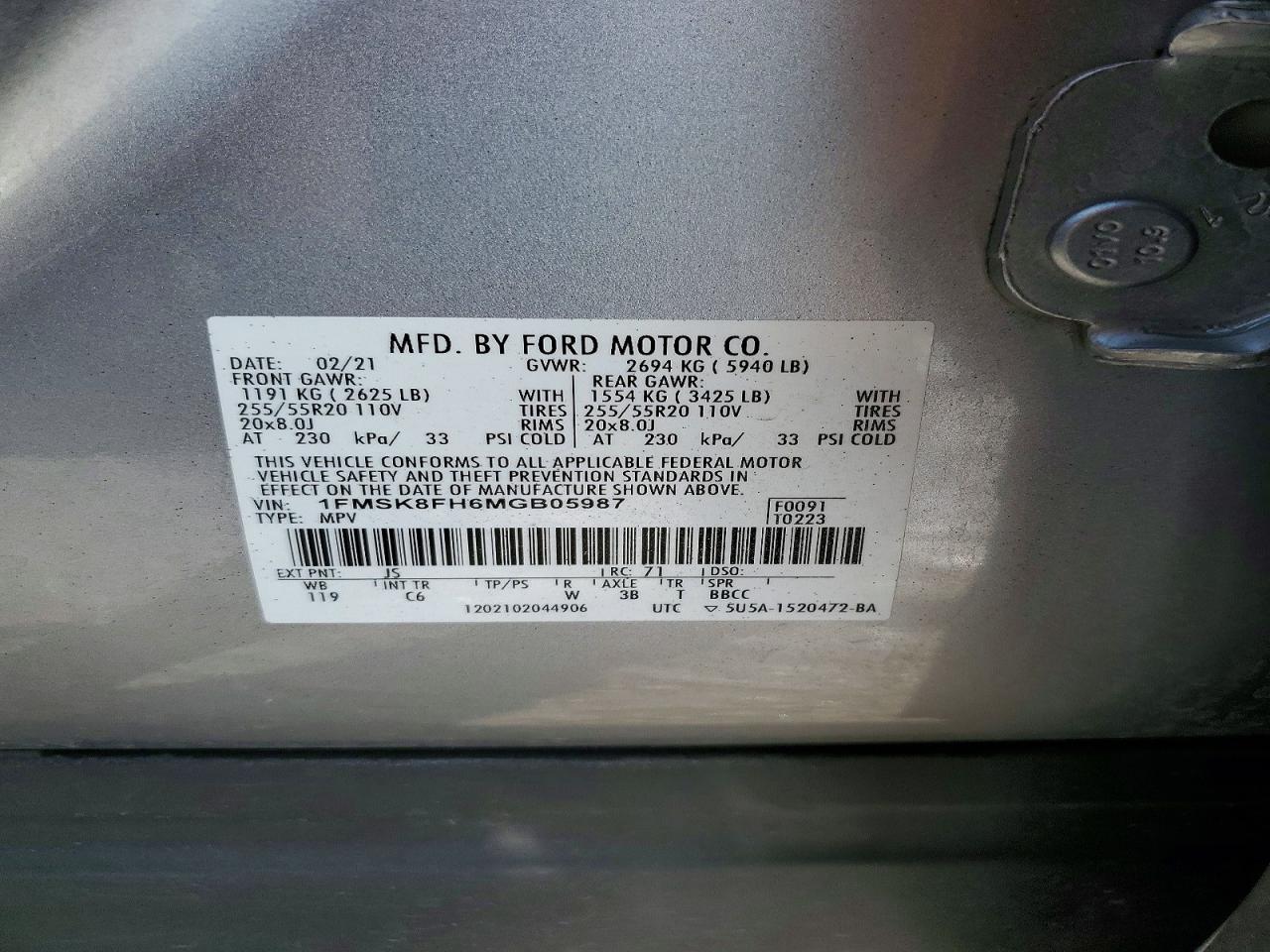 2021 FORD EXPLORER LIMITED photo 25