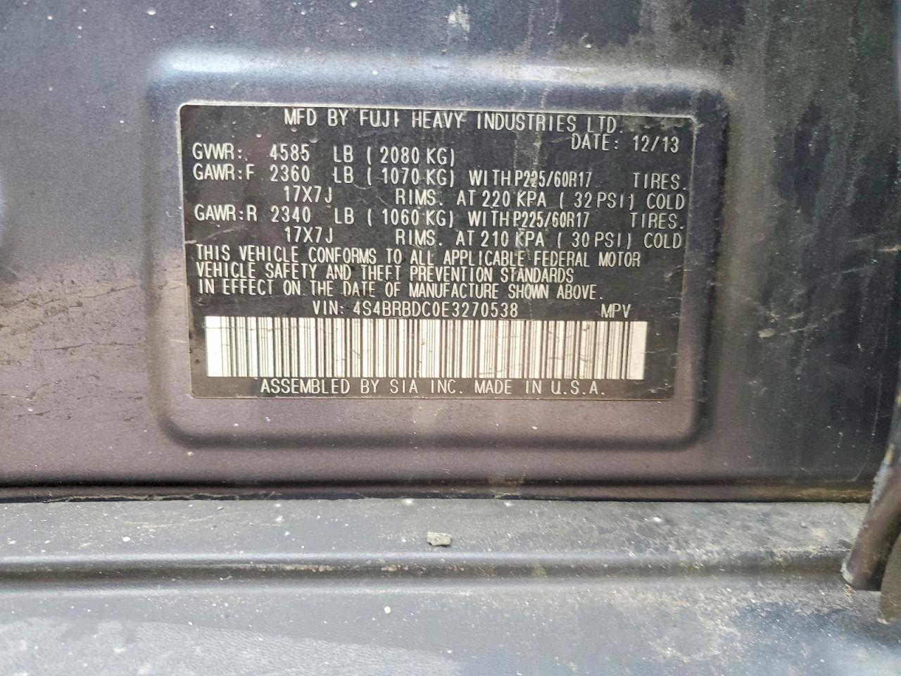 2014 SUBARU OUTBACK 2.5I PREMIUM photo 25