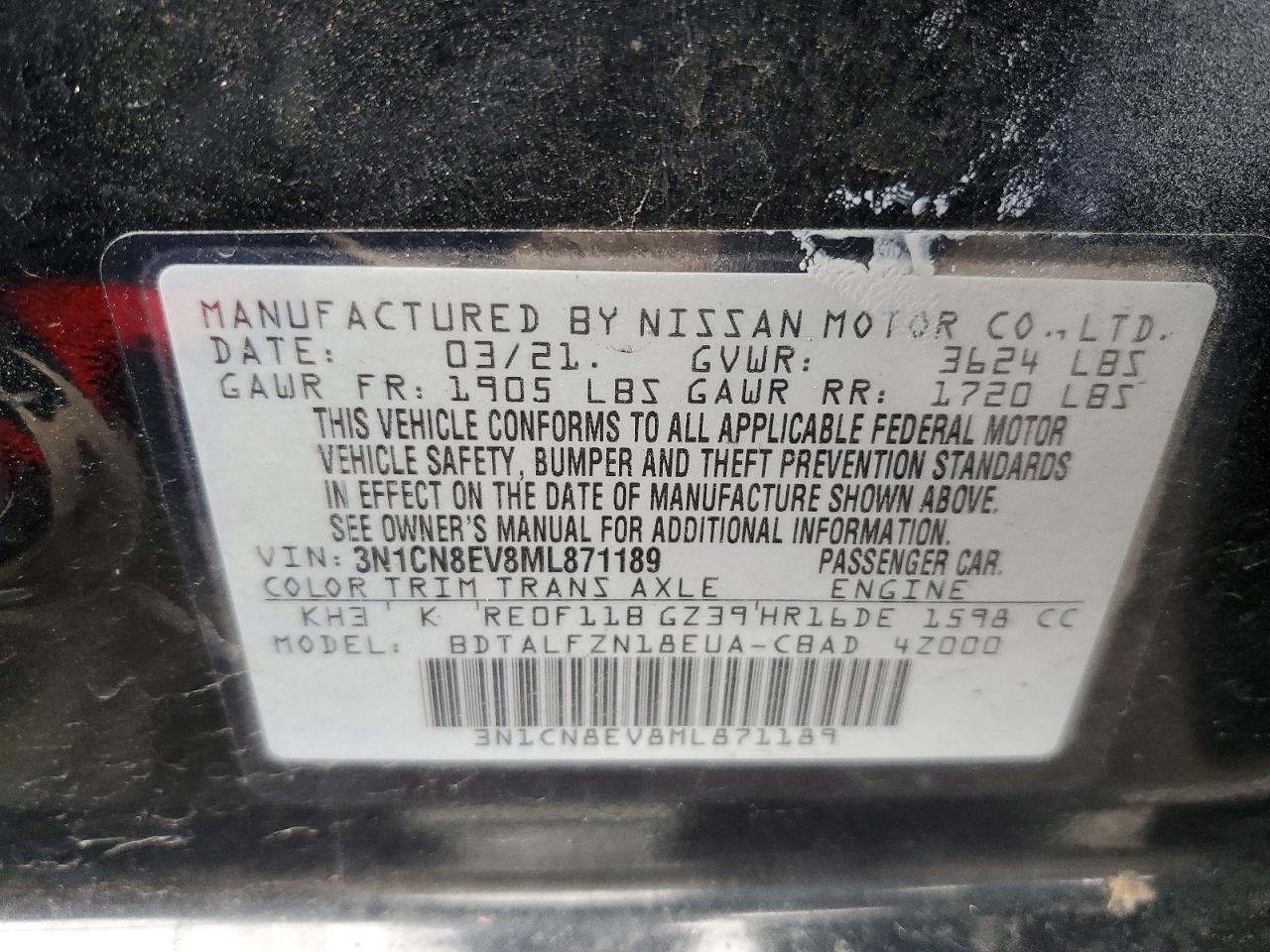 2021 NISSAN VERSA SV photo 12