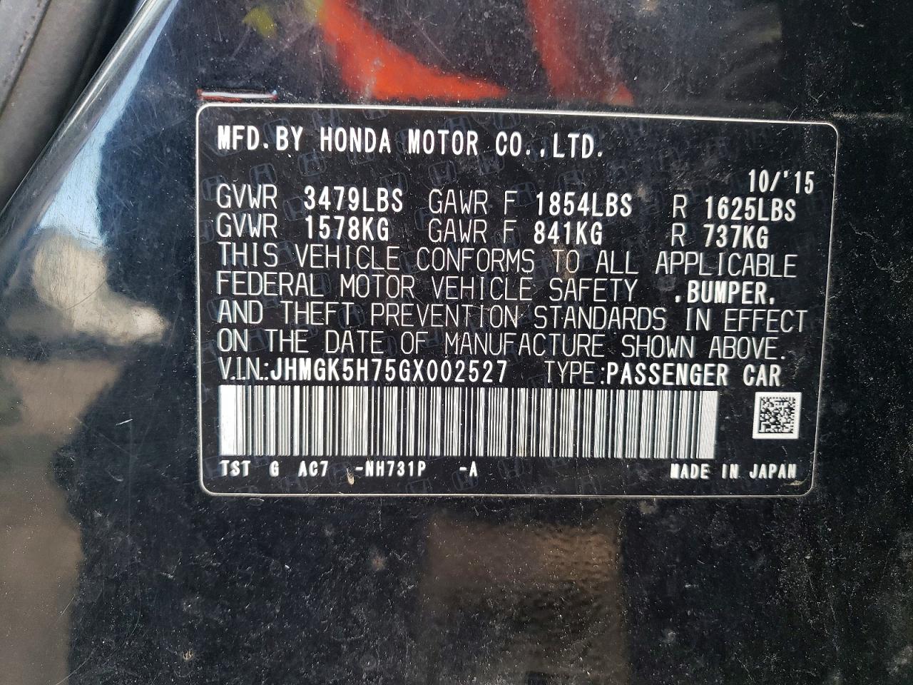 2016 HONDA FIT EX photo 12