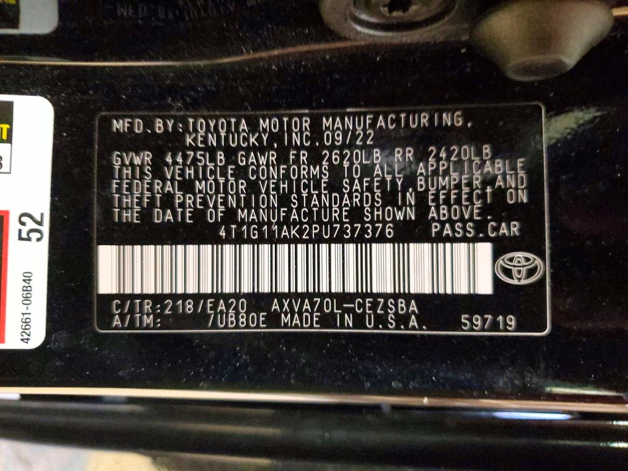 2023 TOYOTA CAMRY SE photo 23