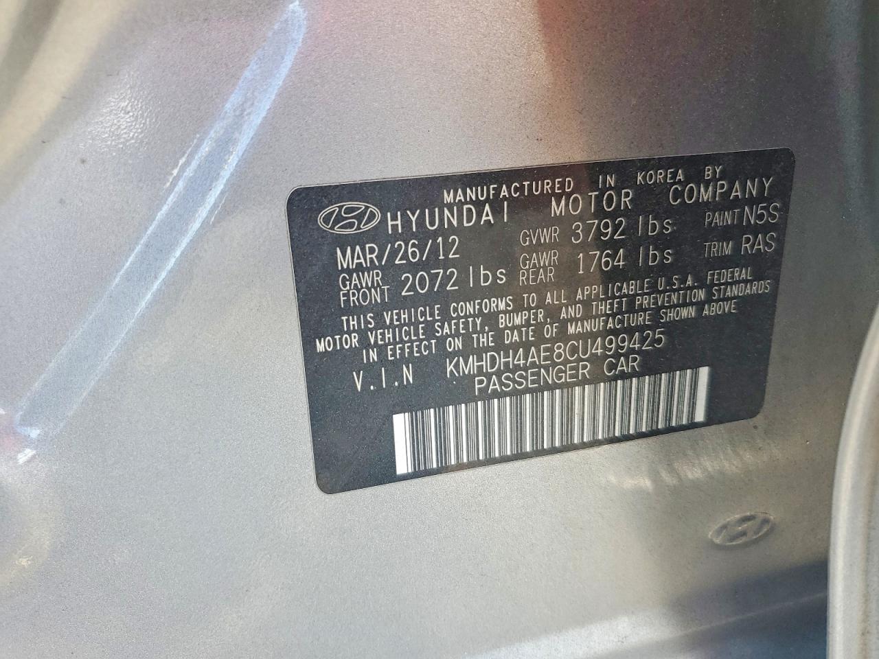 2012 HYUNDAI ELANTRA LIMITED photo 23