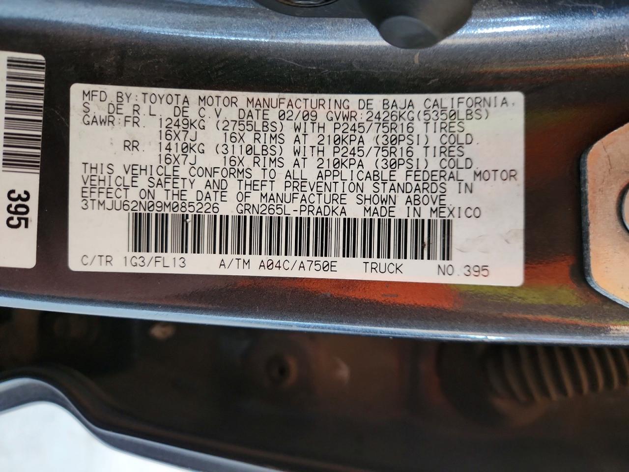 2009 TOYOTA TACOMA PRERUNNER V6 photo 12