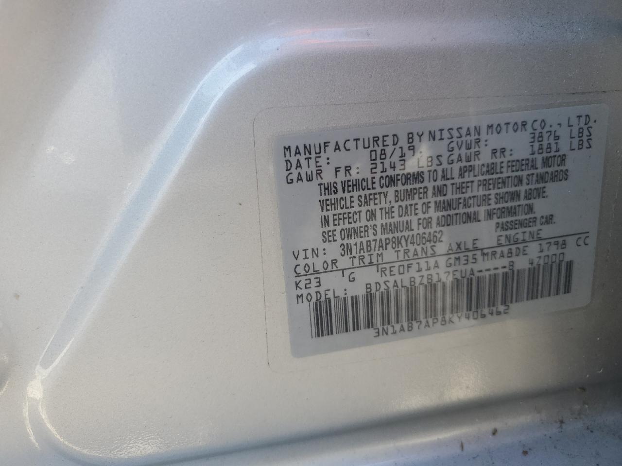 2019 NISSAN SENTRA S photo 34