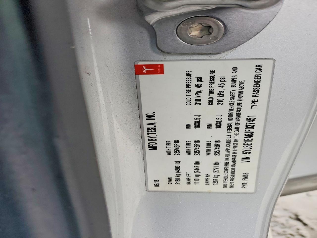2018 TESLA MODEL 3 photo 12