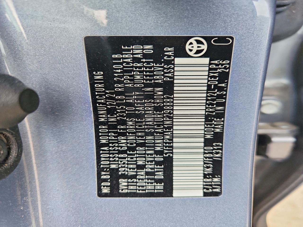 2022 TOYOTA COROLLA LE photo 12