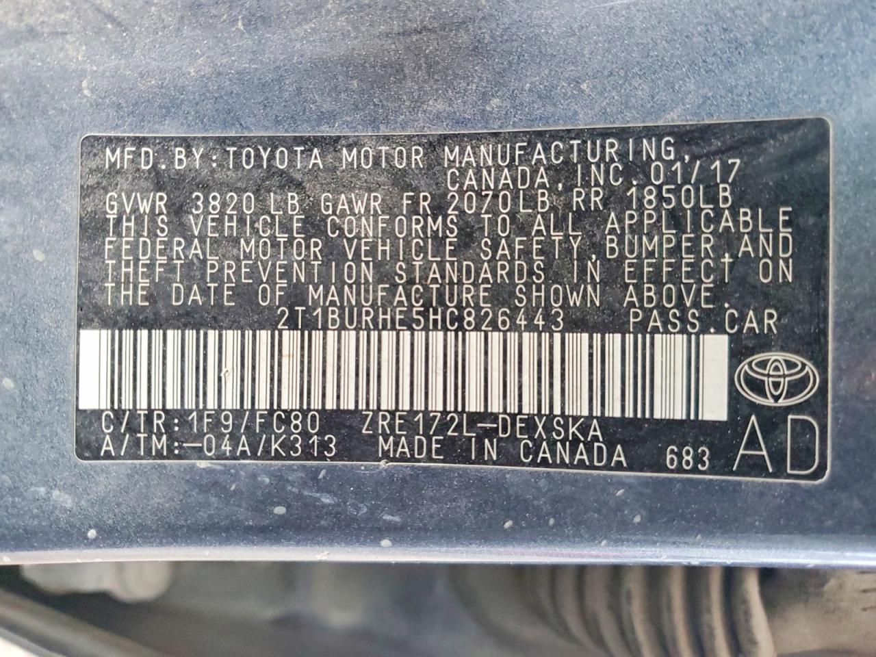 2017 TOYOTA COROLLA L photo 12