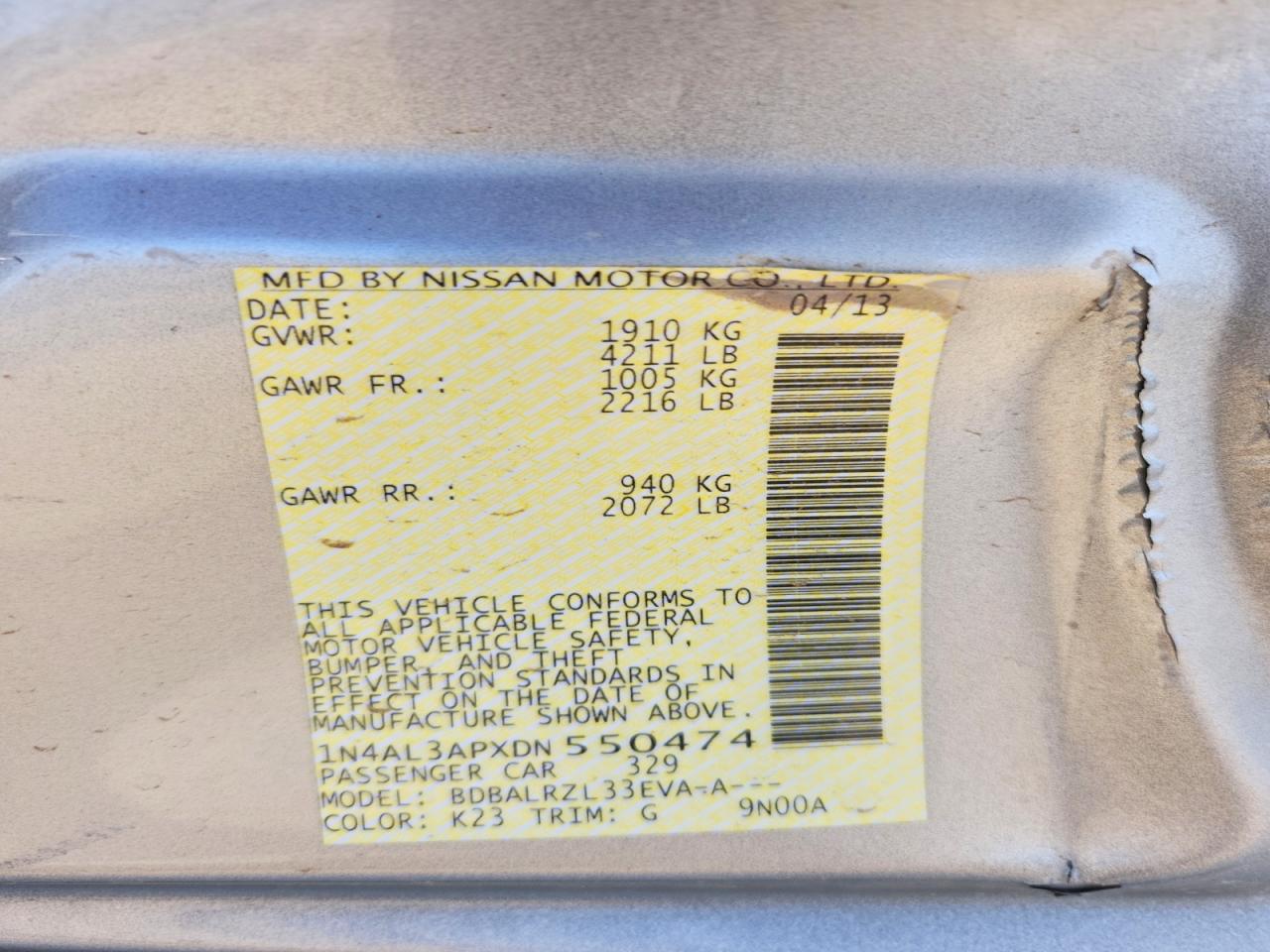2013 NISSAN ALTIMA 2.5 photo 12