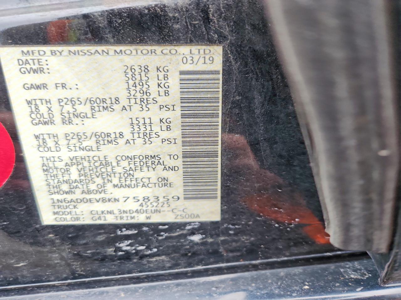 2019 NISSAN FRONTIER SL photo 23