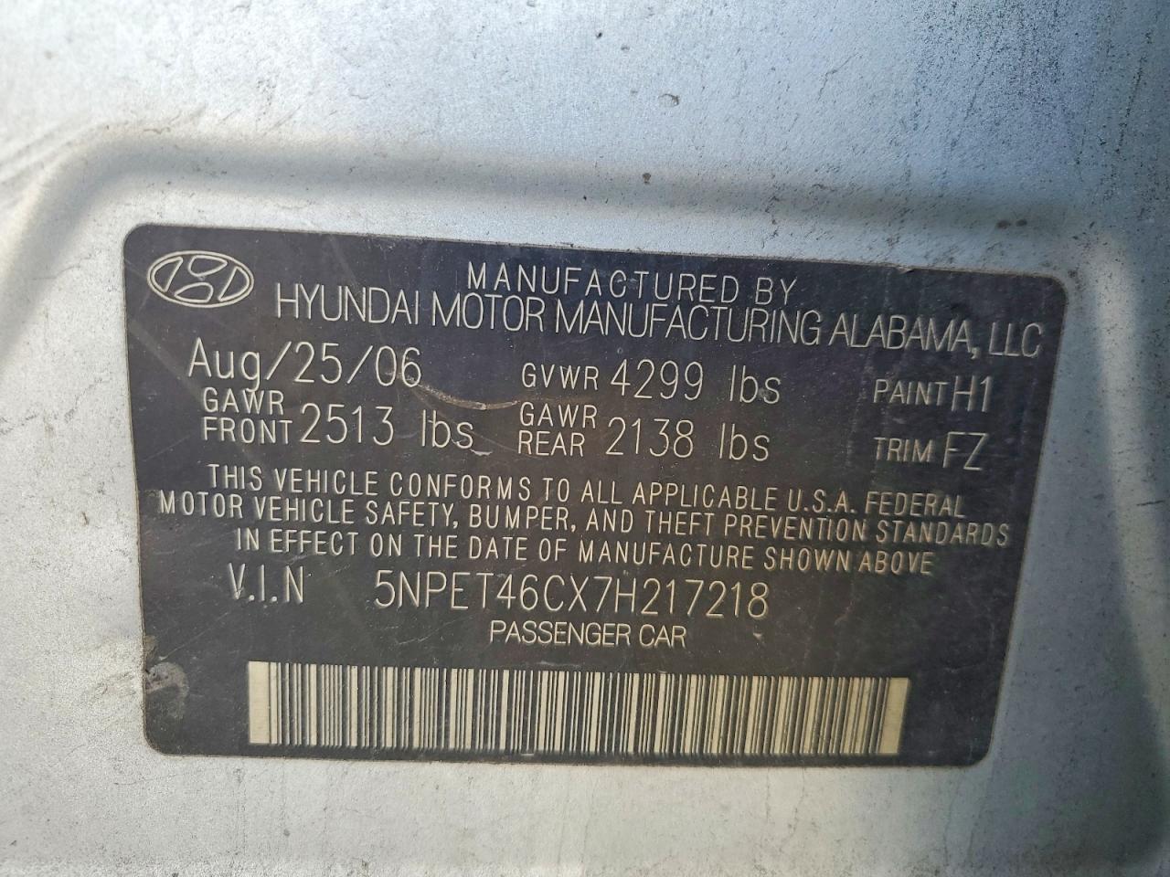 2007 HYUNDAI SONATA GLS photo 12