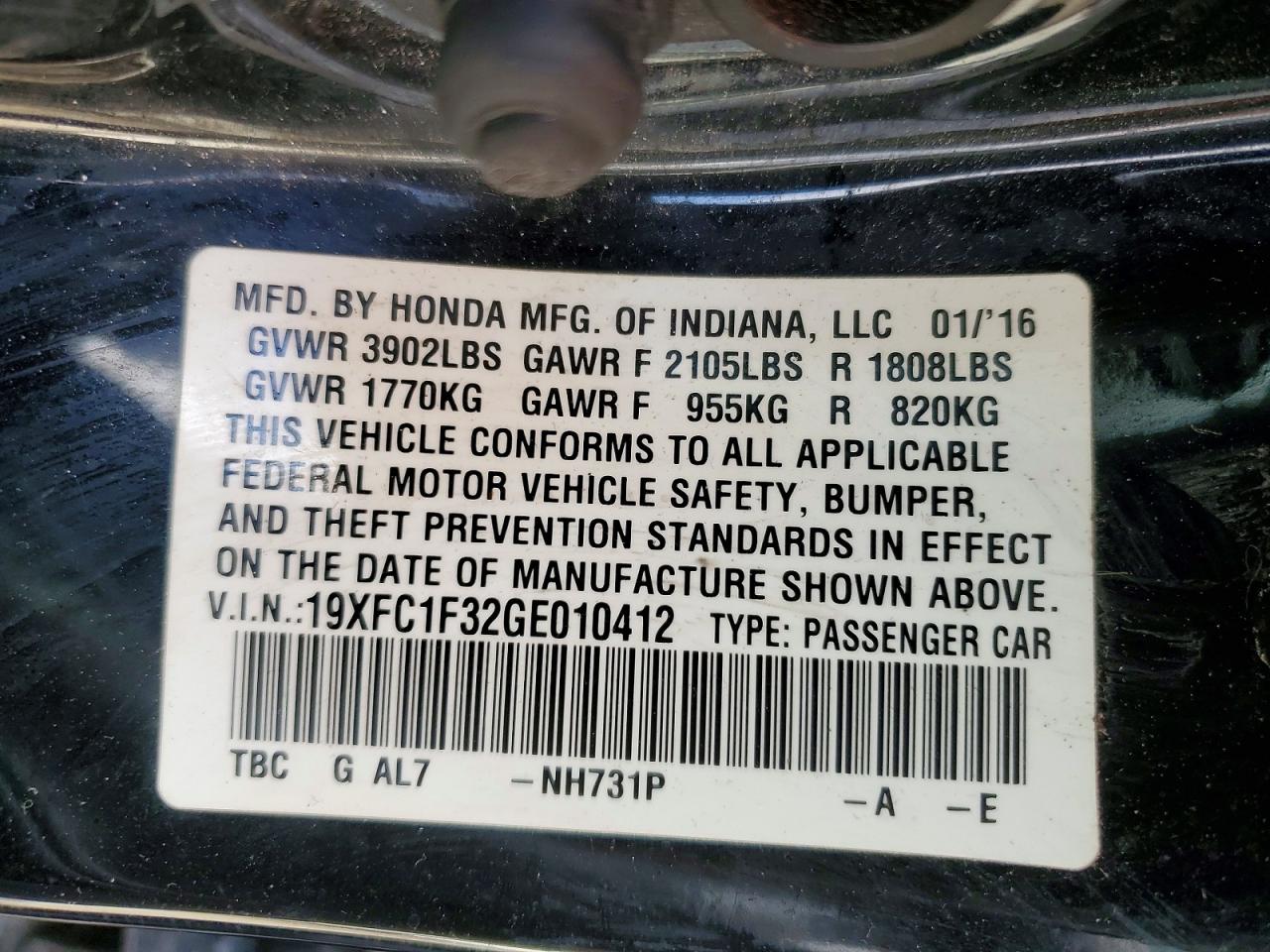 2016 HONDA CIVIC EX photo 13