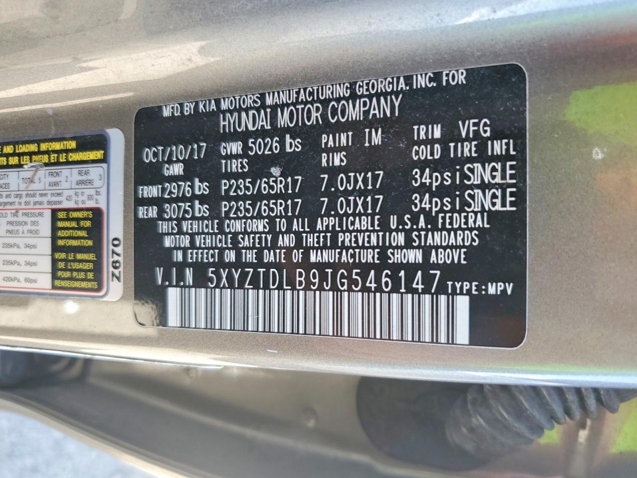 2018 HYUNDAI SANTA FE SPORT 2.4L photo 13