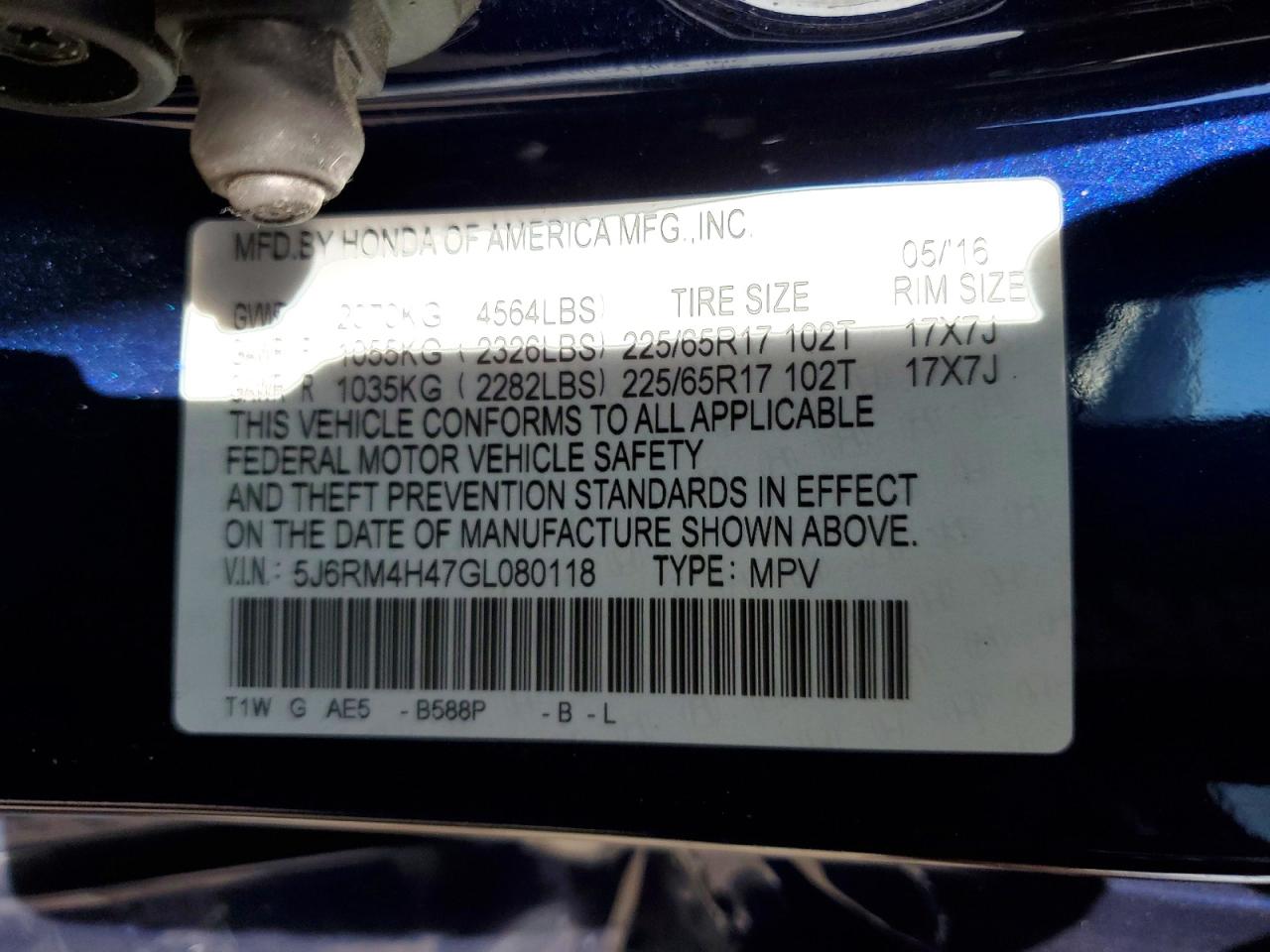 2016 HONDA CR-V SE photo 13