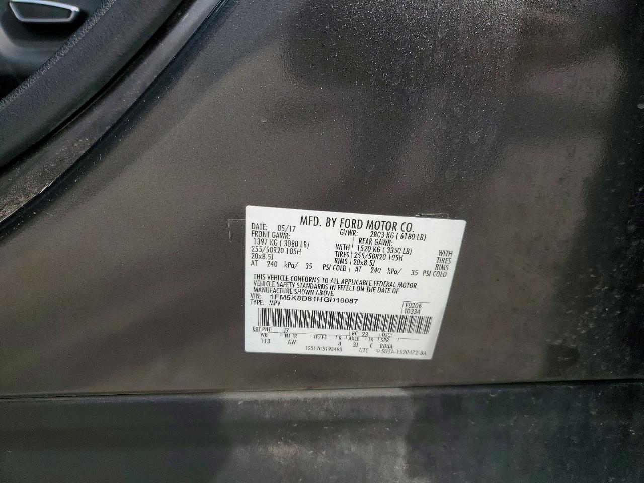 2017 FORD EXPLORER XLT photo 25