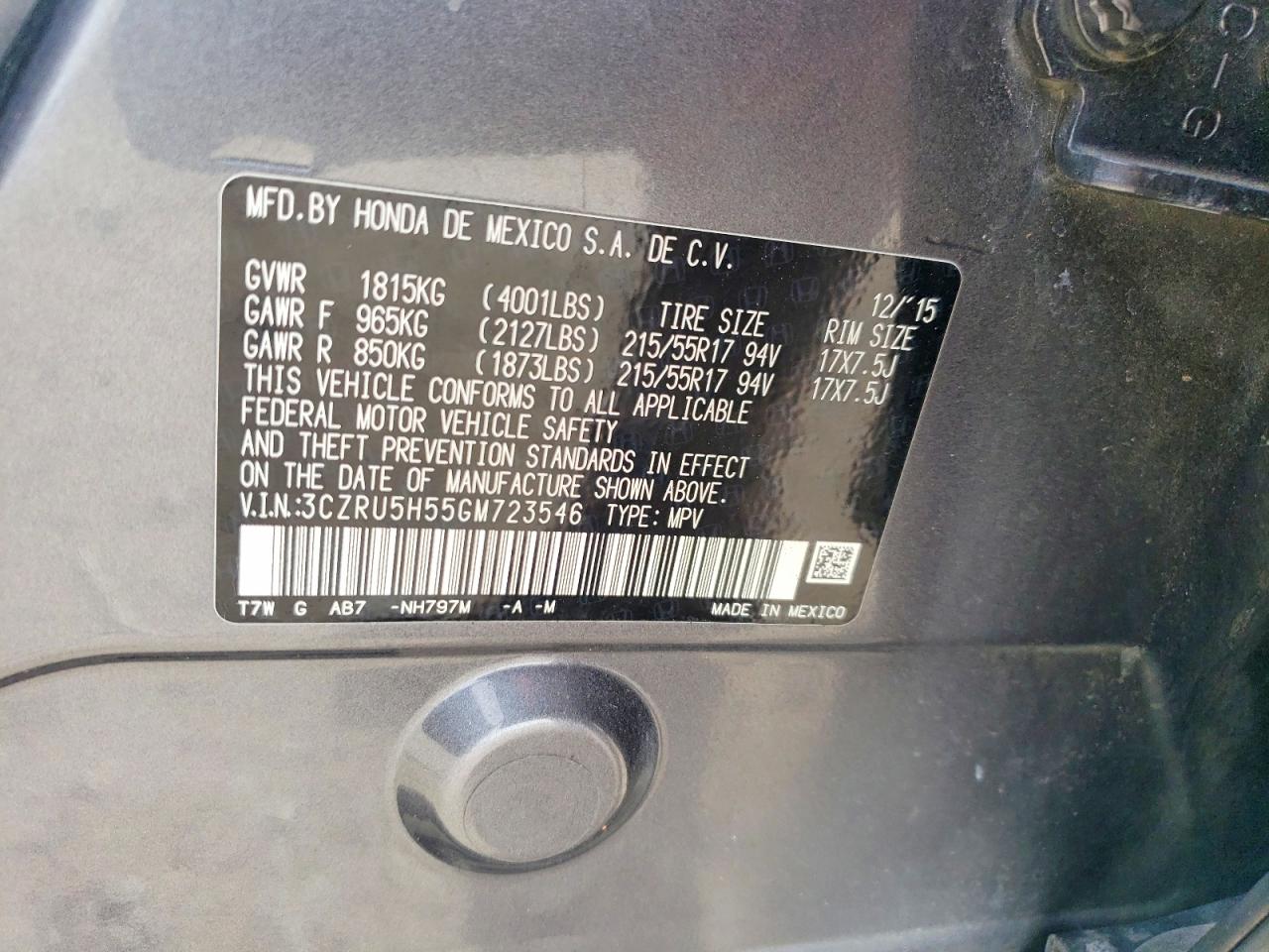 2016 HONDA HR-V EX photo 37