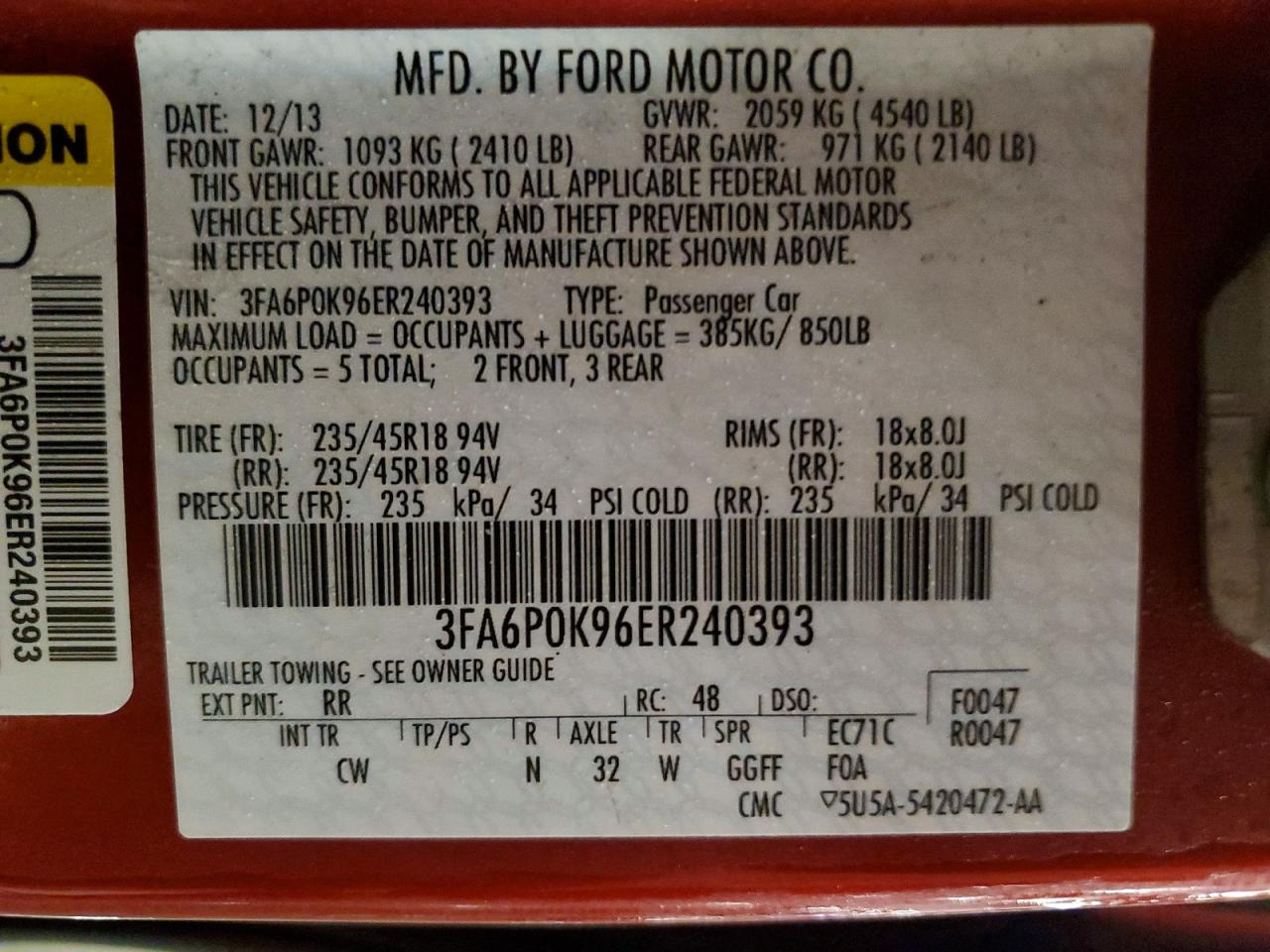 2014 FORD FUSION TITANIUM photo 12