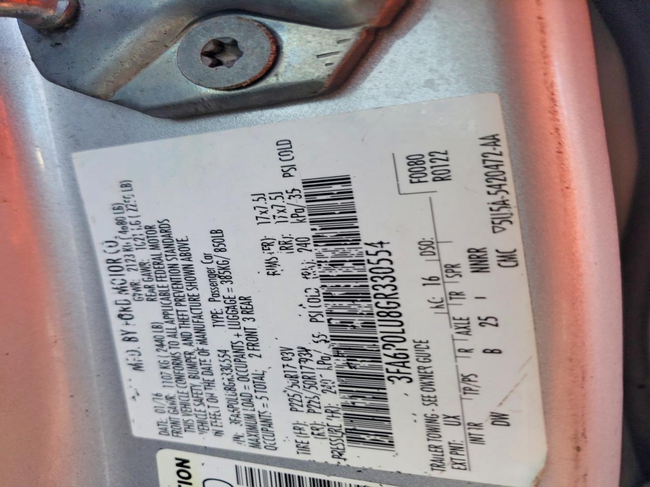 2016 FORD FUSION SE HYBRID photo 12
