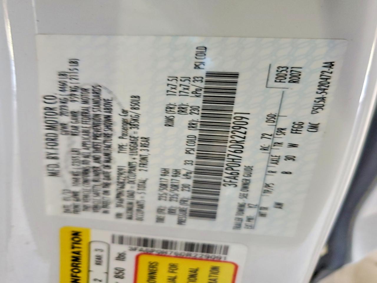 2013 FORD FUSION SE photo 12