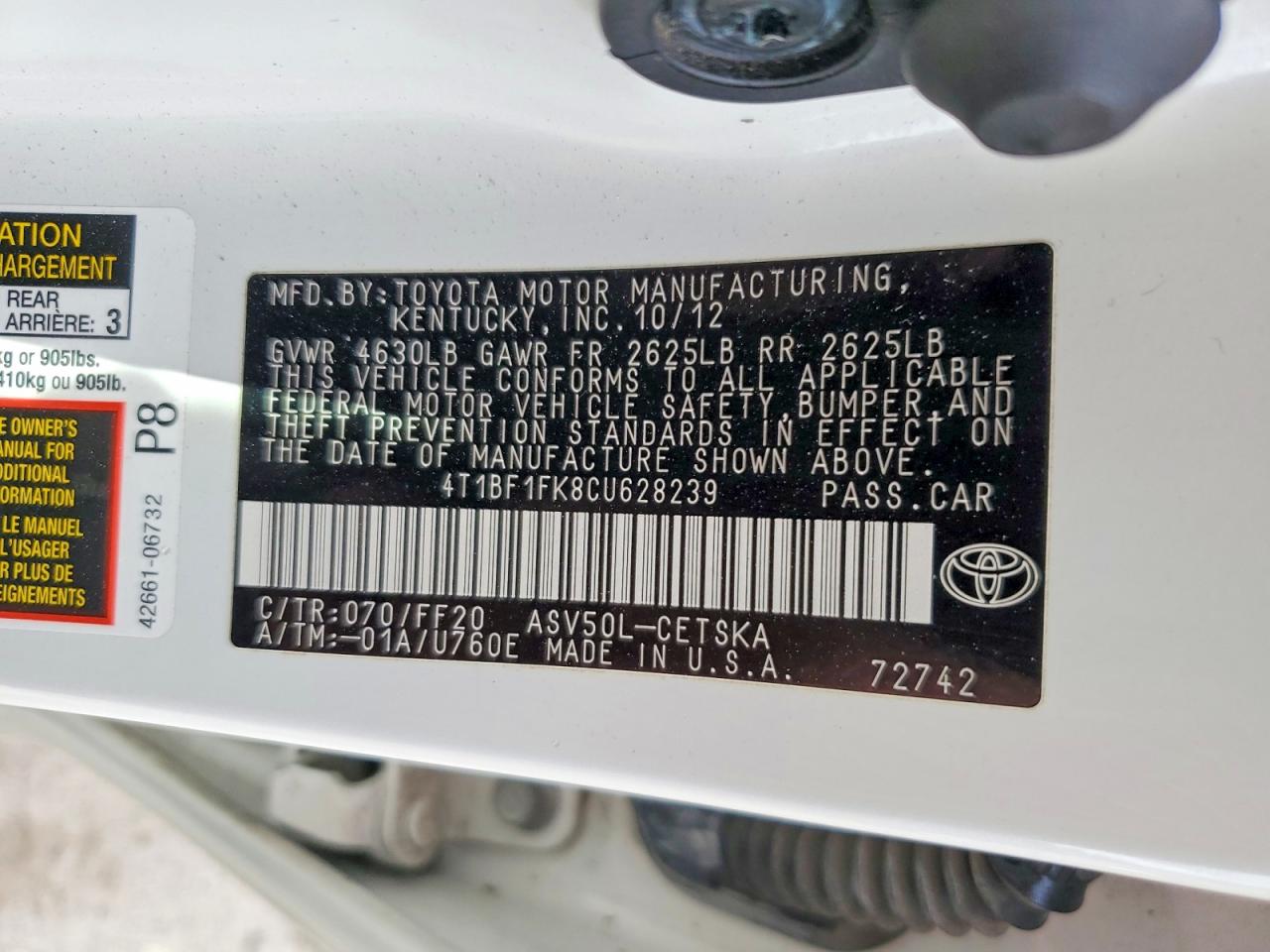 2012 TOYOTA CAMRY SE SPORT LIMITED EDITION photo 12