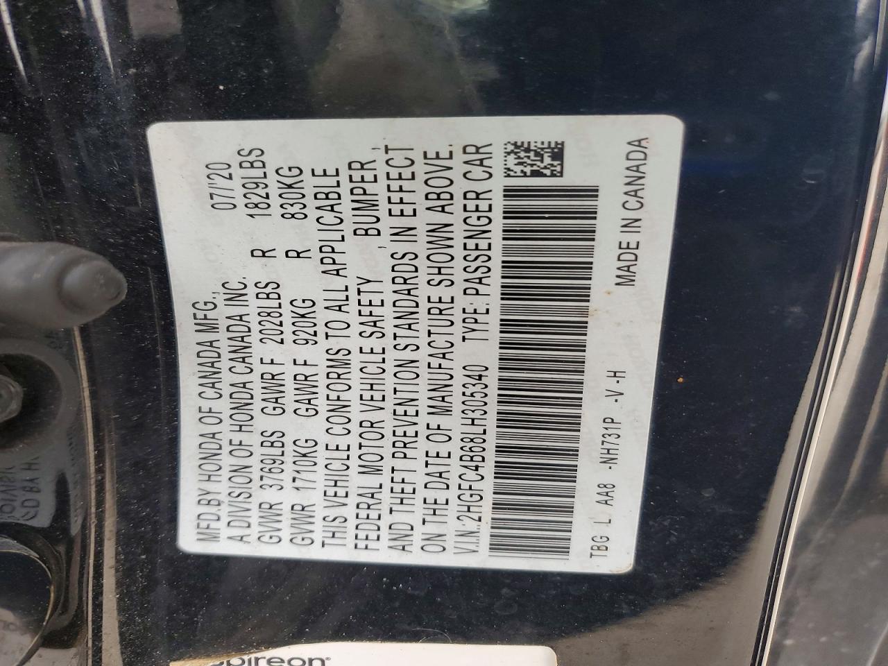 2020 HONDA CIVIC LX photo 25