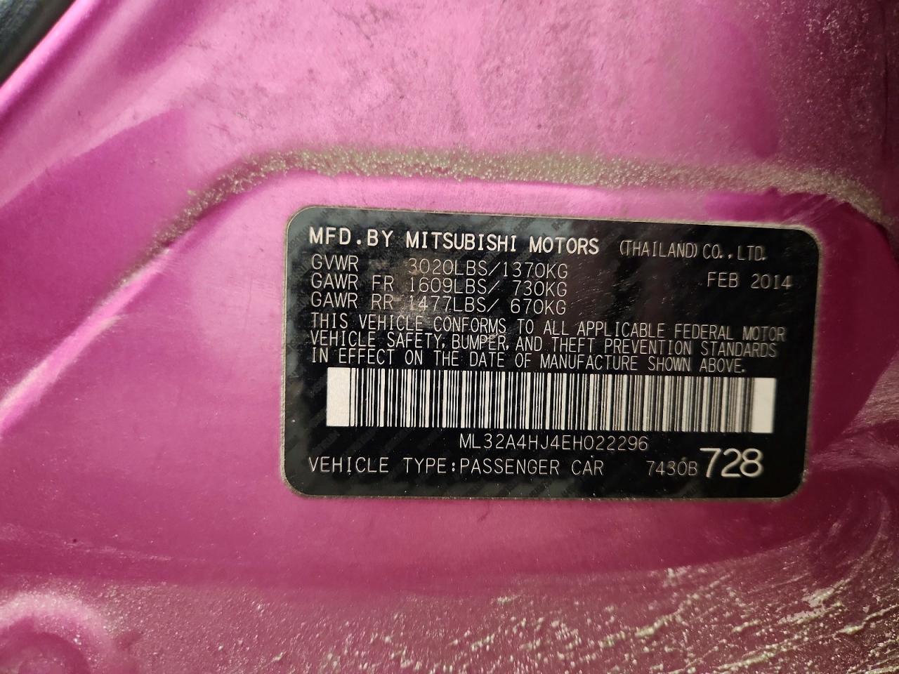 2014 MITSUBISHI MIRAGE ES photo 34