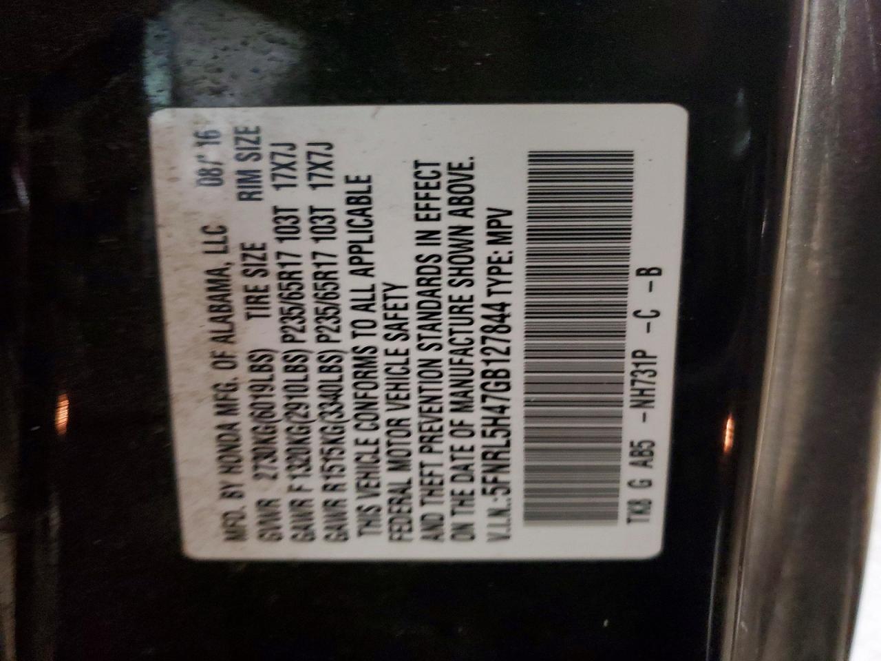 2016 HONDA ODYSSEY EX photo 37