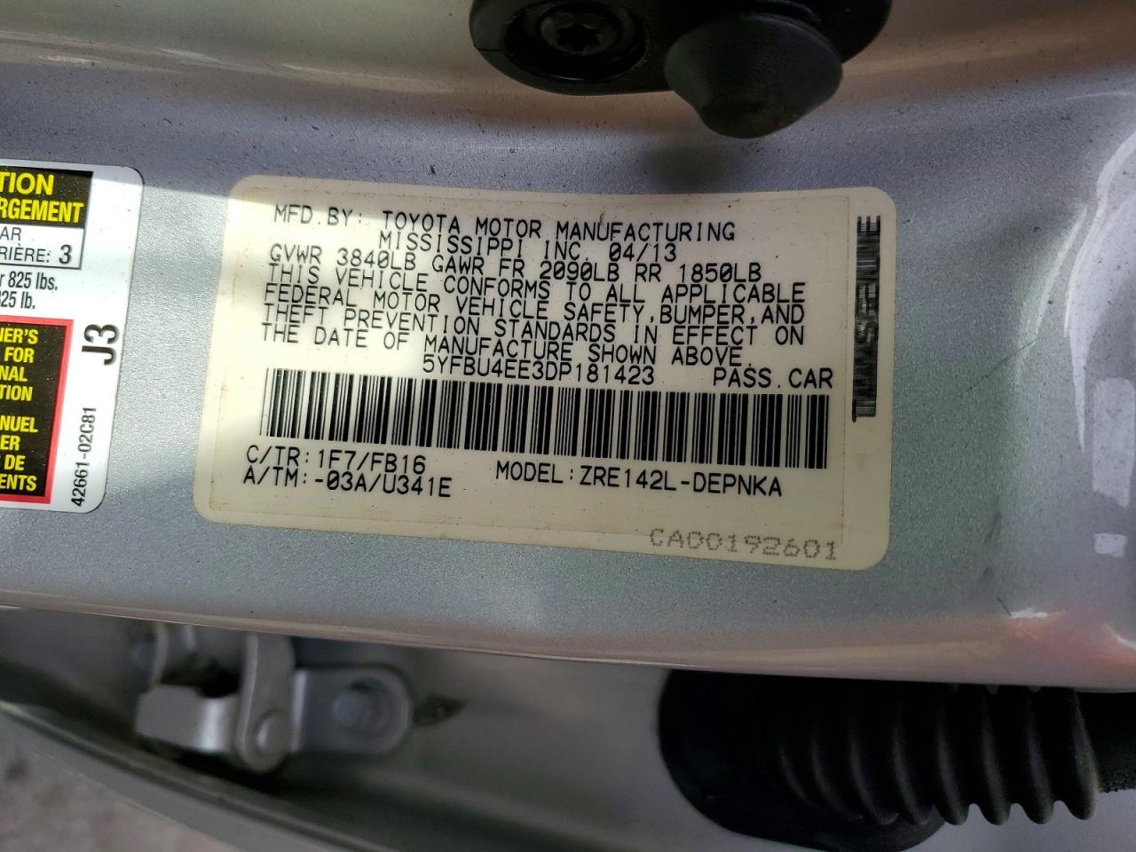 2013 TOYOTA COROLLA BASE photo 13