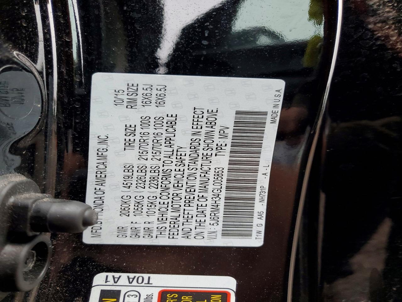 2016 HONDA CR-V LX photo 14